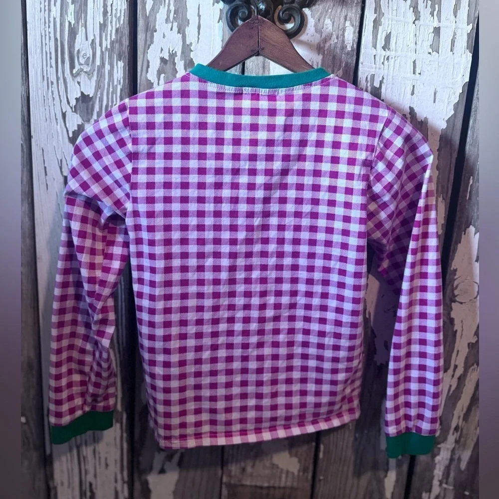 Cecil & Lou Boys Christmas Pajamas “F” Size 10 Red Gingham with Green Trim